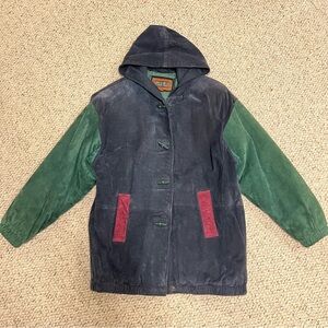 Vintage Genuine Leather Colorblock coat 90’s leather coat Otello pelle coat: L